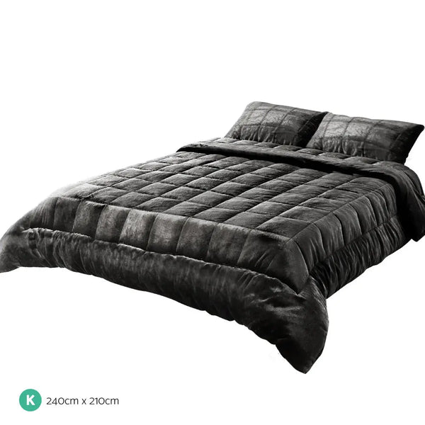 Giselle Bedding Faux Mink Quilt King Size Charcoal from Deals499 at Deals499