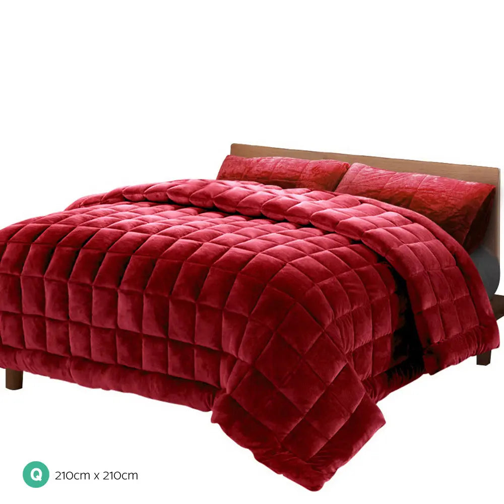 Giselle Bedding Faux Mink Quilt Queen Size Burgundy from Deals499 at Deals499