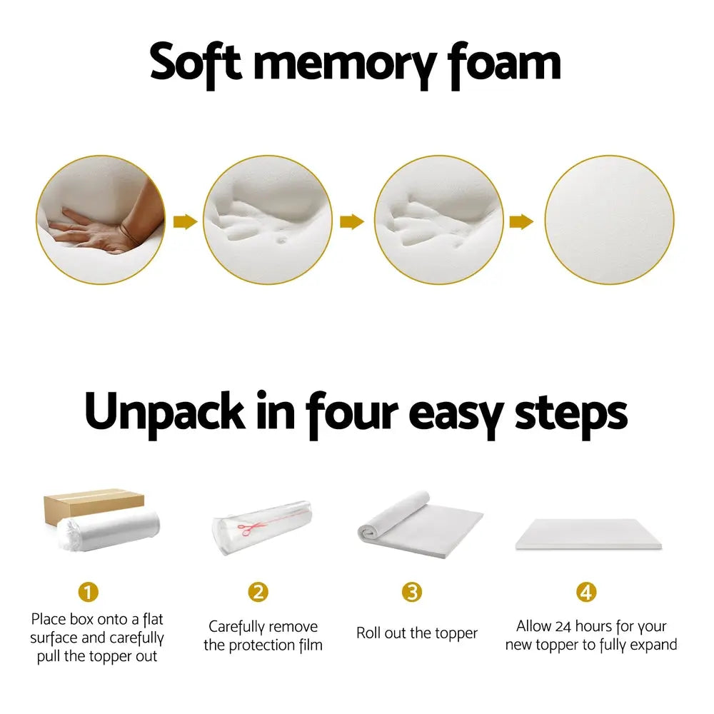 Giselle Bedding Memory Foam Mattress Topper 7-Zone Airflow Pad 8cm Double White from Deals499 at Deals499