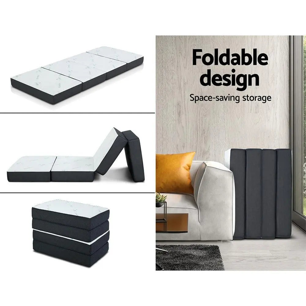 Giselle Bedding Portable Mattress Folding Foldable Foam Floor Bed Tri Fold 180cm Giselle