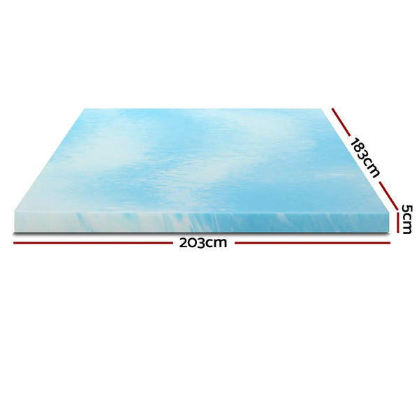 Giselle Cool Gel Memory Foam Topper Mattress Toppers w/ Bamboo Cover 5cm KING Deals499