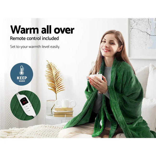 Giselle Electric Throw Rug Heated Blanket Washable Snuggle Flannel Winter Green from Deals499 at Deals499