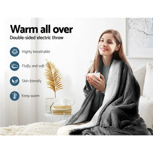 Giselle Electric Throw Rug Heated Blanket Washable Snuggle Flannel Winter Grey from Deals499 at Deals499