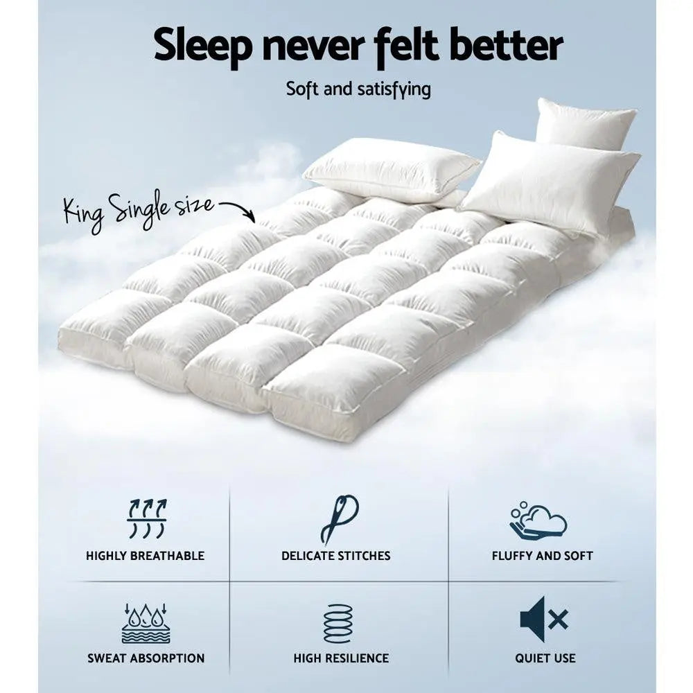 Giselle King Single Mattress Topper Bamboo Fibre Pillowtop Protector Giselle