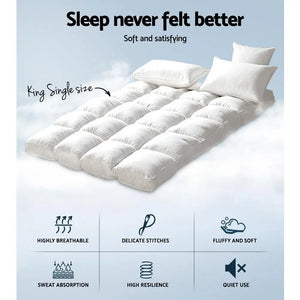 Giselle King Single Mattress Topper Bamboo Fibre Pillowtop Protector Giselle