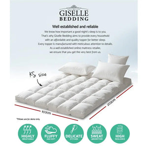 Giselle King Single Mattress Topper Pillowtop 1000GSM Microfibre Filling Protector Giselle