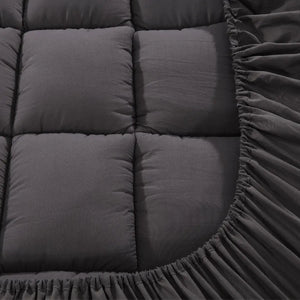 Giselle Single Mattress Topper Pillowtop 1000GSM Charcoal Microfibre Bamboo Fibre Filling Protector Giselle