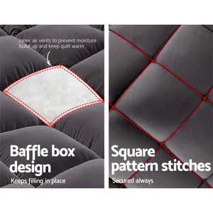 Giselle Single Mattress Topper Pillowtop 1000GSM Charcoal Microfibre Bamboo Fibre Filling Protector Giselle