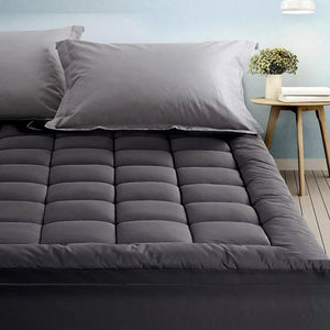 Giselle Single Mattress Topper Pillowtop 1000GSM Charcoal Microfibre Bamboo Fibre Filling Protector Giselle