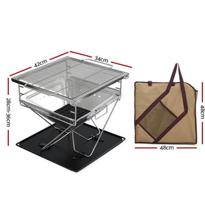 Grillz Camping Fire Pit BBQ Portable Folding Stainless Steel Stove Outdoor Pits Deals499