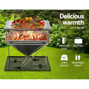 Grillz Camping Fire Pit BBQ Portable Folding Stainless Steel Stove Outdoor Pits Deals499