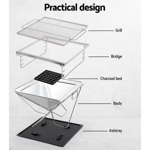 Grillz Camping Fire Pit BBQ Portable Folding Stainless Steel Stove Outdoor Pits Deals499