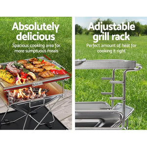 Grillz Camping Fire Pit BBQ Portable Folding Stainless Steel Stove Outdoor Pits Deals499