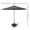 Instahut Outdoor Umbrella Pole Umbrellas 3M W/ Base Garden Stand Deck Charcoal Deals499