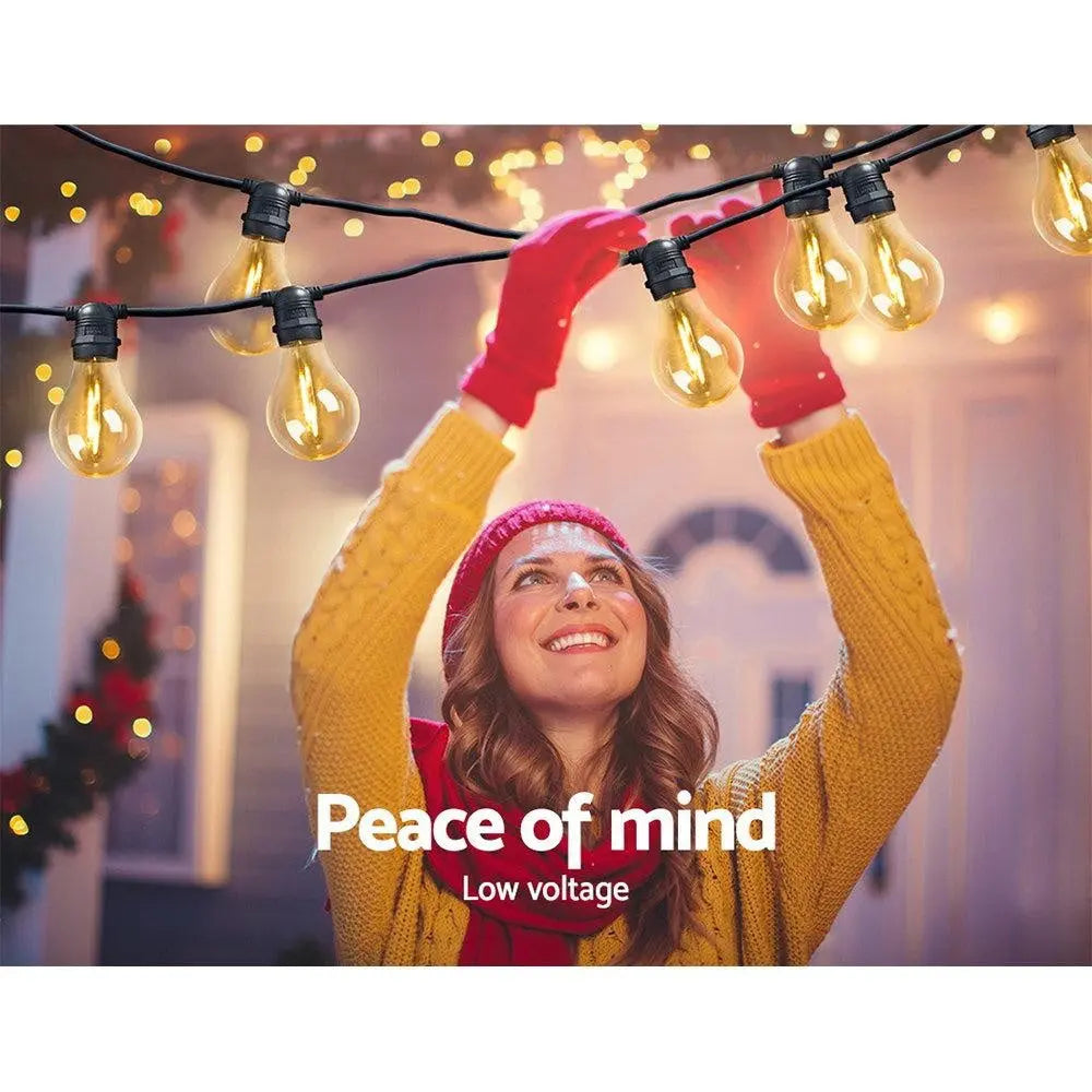 Jingle Jollys 41m LED Festoon String Lights 40 Bulbs Kits Wedding Party Christmas A19 Deals499