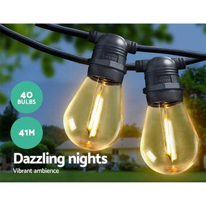 Jingle Jollys 41m LED Festoon String Lights 40 Bulbs Kits Wedding Party Christmas S14 Deals499