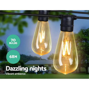 Jingle Jollys 68m 70 LED Festoon Lights String Lighting Wedding Party Deals499