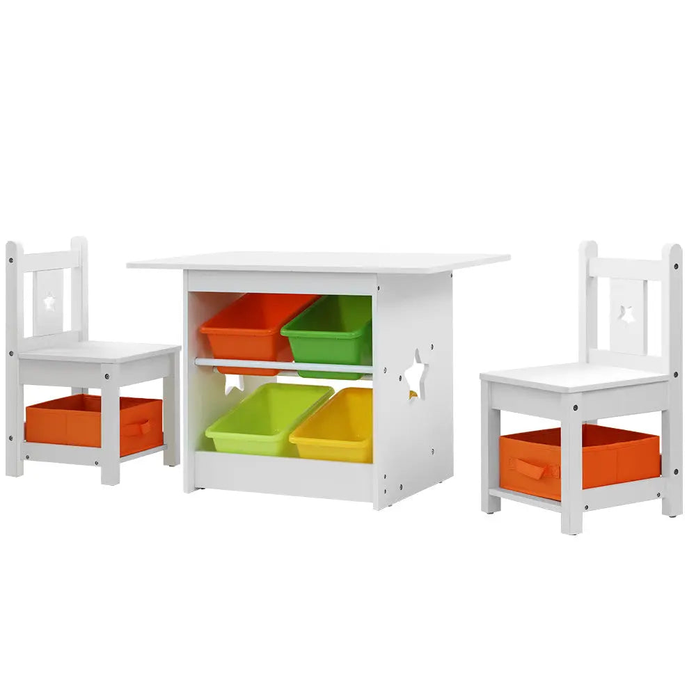 Keezi 3 PCS Kids Table and Chairs Set Children Furniture Play Toys Storage Box Deals499