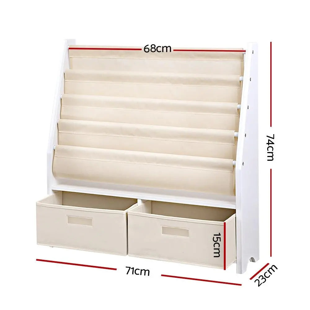 Keezi 4 tier Kids Bookshelf Wooden Bookcase Children Toy Organiser Display Rack Deals499