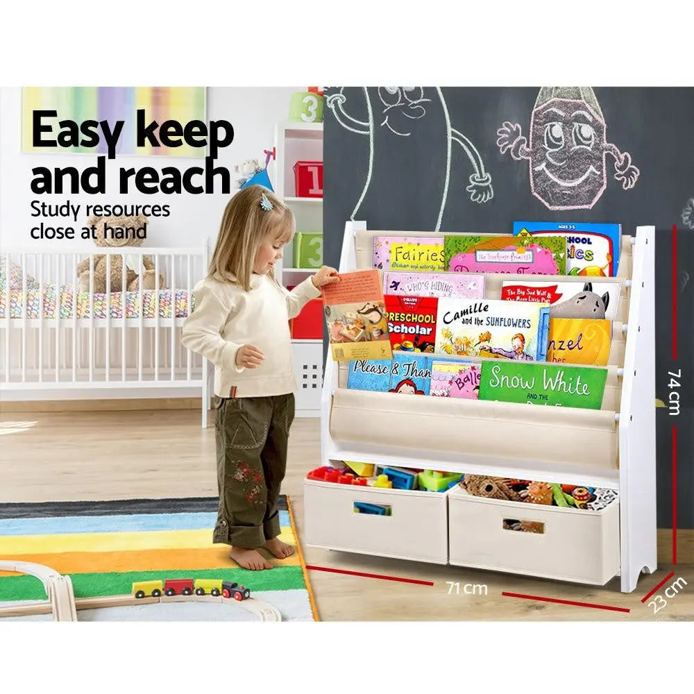 Keezi 4 tier Kids Bookshelf Wooden Bookcase Children Toy Organiser Display Rack Deals499