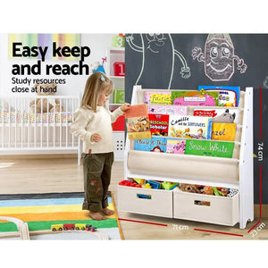Keezi 4 tier Kids Bookshelf Wooden Bookcase Children Toy Organiser Display Rack Deals499