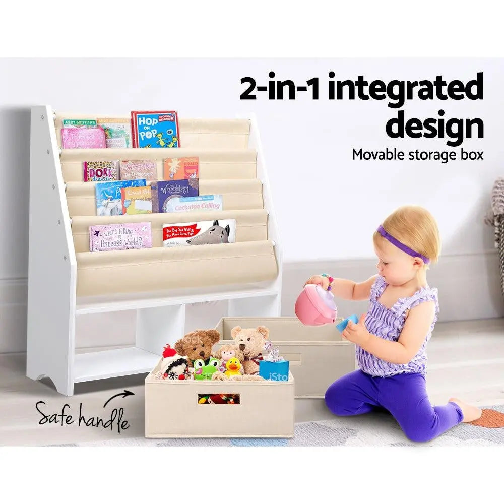 Keezi 4 tier Kids Bookshelf Wooden Bookcase Children Toy Organiser Display Rack Deals499