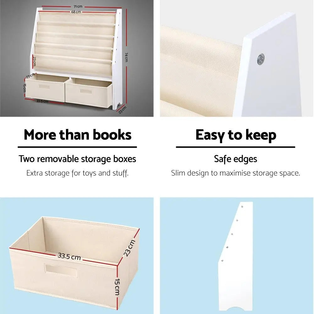 Keezi 4 tier Kids Bookshelf Wooden Bookcase Children Toy Organiser Display Rack Deals499