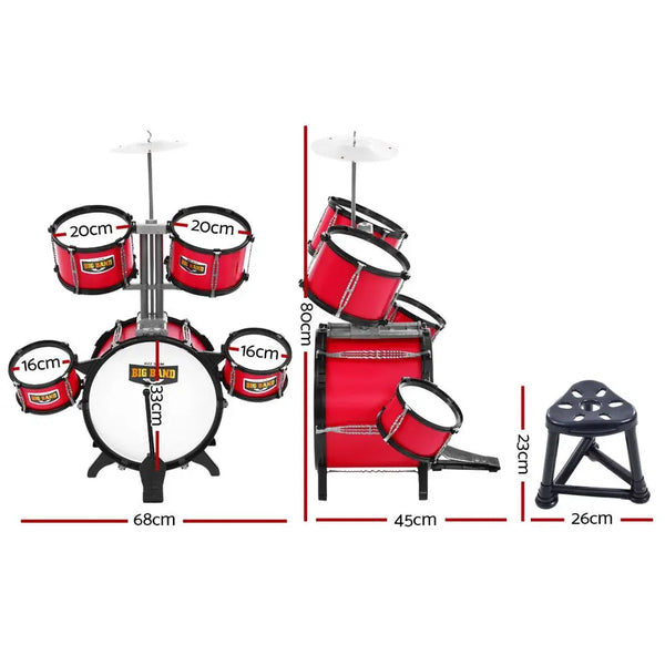 Keezi Kids 7 Drum Set Junior Drums Kit Musical Play Toys Childrens Mini Big Band Deals499