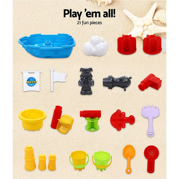 Keezi Kids Beach Sand and Water Toys Outdoor Table Pirate Ship Childrens Sandpit Deals499
