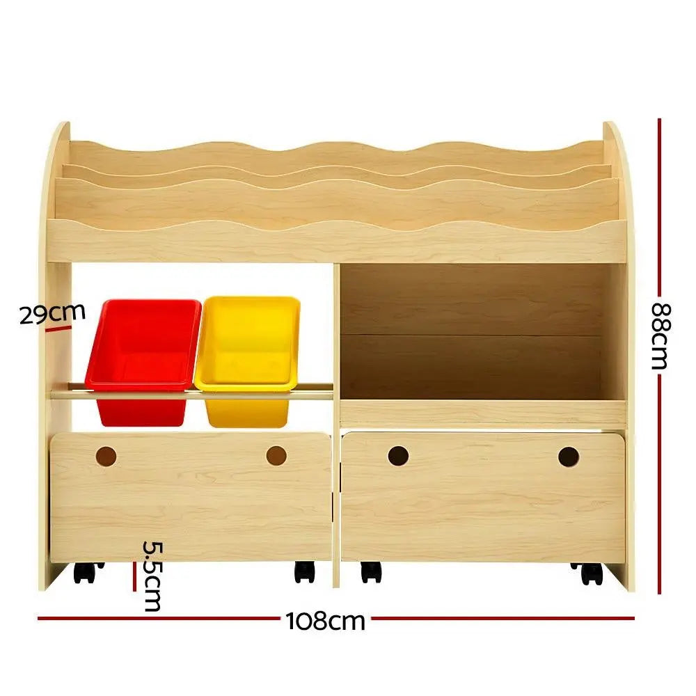 Keezi Kids Bookcase Children Bookshelf Toy Storage Box Organizer Display Rack Deals499