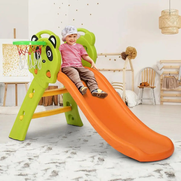 Keezi Kids Slide Basketball Hoop Activity Center Outdoor Toddler Play Set Orange Deals499