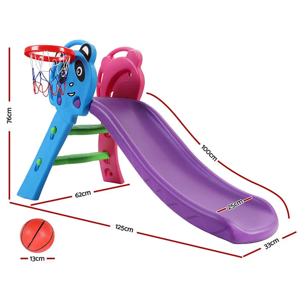 Keezi Kids Slide with Basketball Hoop Outdoor Indoor Playground Toddler Play Deals499