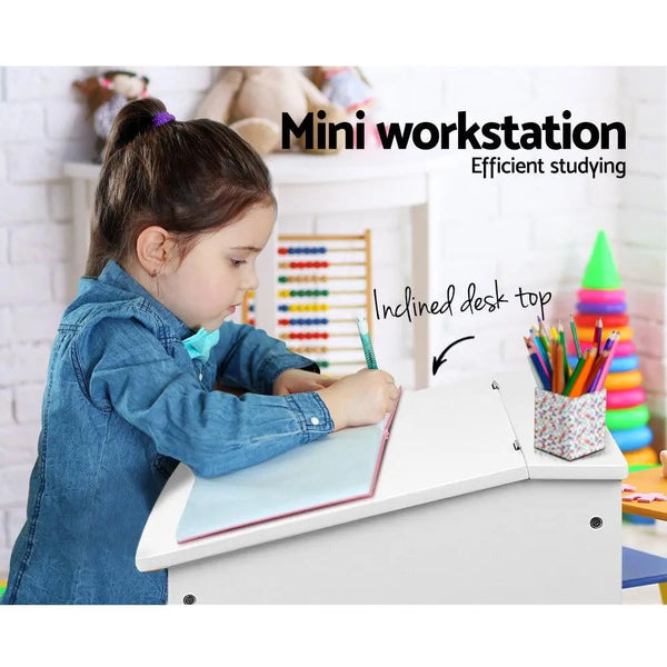 Keezi Kids Table Chairs Set Children Drawing Writing Desk Storage Toys Play Deals499