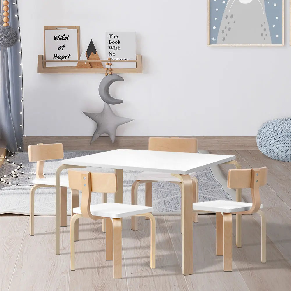 Keezi Nordic Kids Table Chair Set Desk 5PC Activity Dining Study Children Modern Deals499