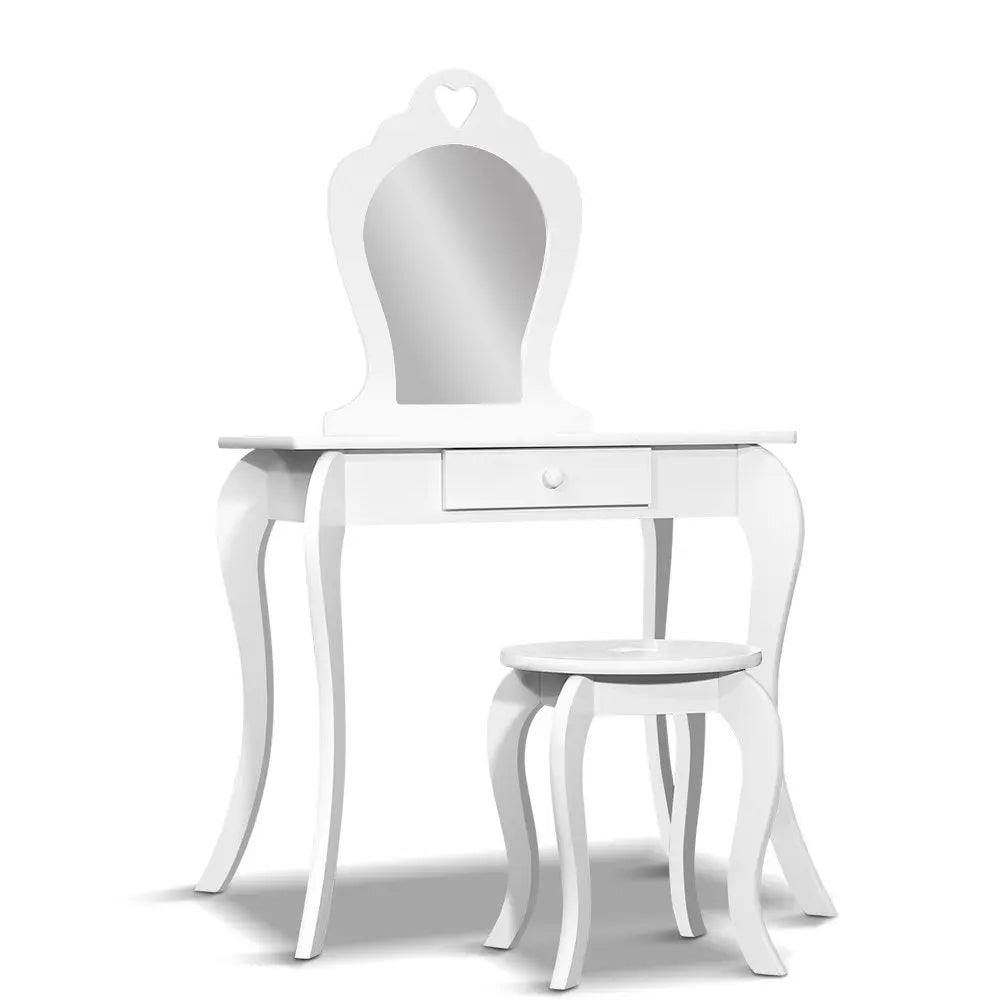 Keezi White Kids Vanity Dressing Table Stool Set Mirror Princess Children Makeup Deals499