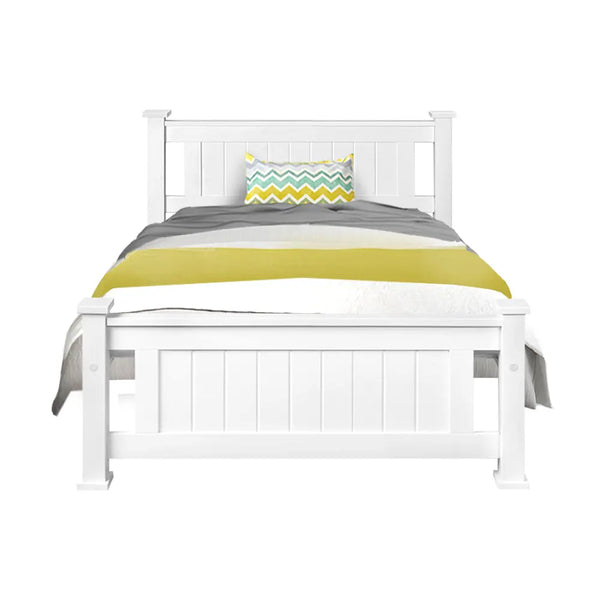 King Single Wooden Bed Frame - White Deals499