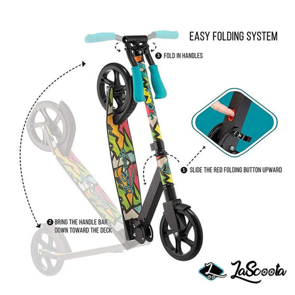 Lascoota Pulse Kick Push Commuter Scooter Teen Adult Graphic Black from Deals499 at Deals499