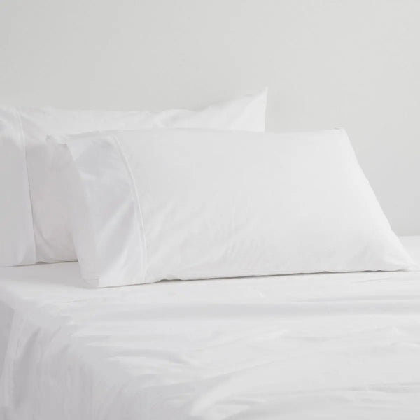 Logan and Mason 250TC 50% Polyester 50% Cotton Percale Sheet Set White 50cm Wall King Single from Deals499 at Deals499