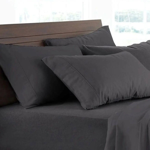 Logan and Mason Soft Brushed Cotton Flannelette Sheet Set Charcoal 40cm Wall King from Deals499 at Deals499