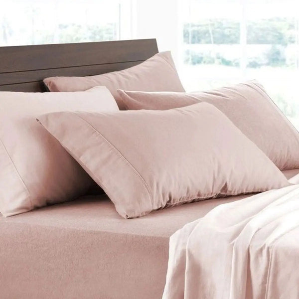 Logan and Mason Soft Brushed Cotton Flannelette Sheet Set Rose 40cm Wall Queen from Deals499 at Deals499