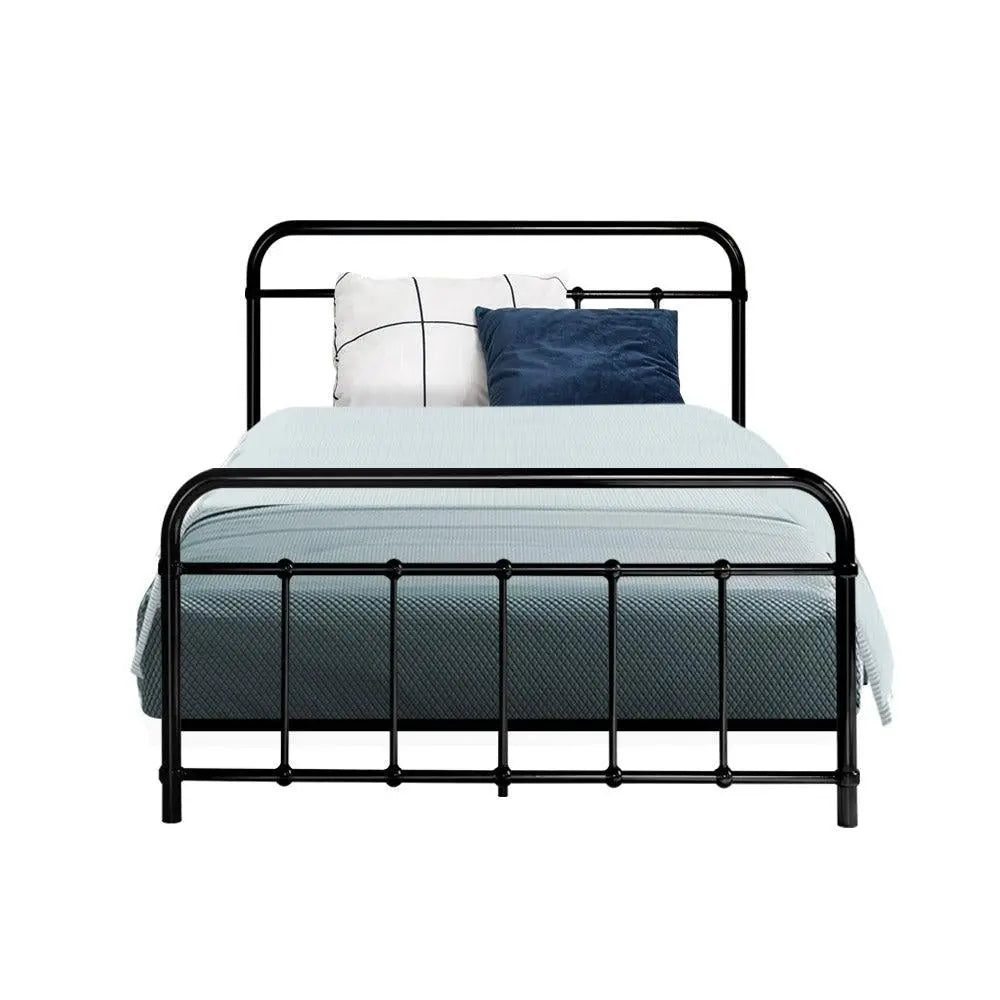 Metal Bed Frame King Single Size Platform Foundation Mattress Base Leo Black Deals499