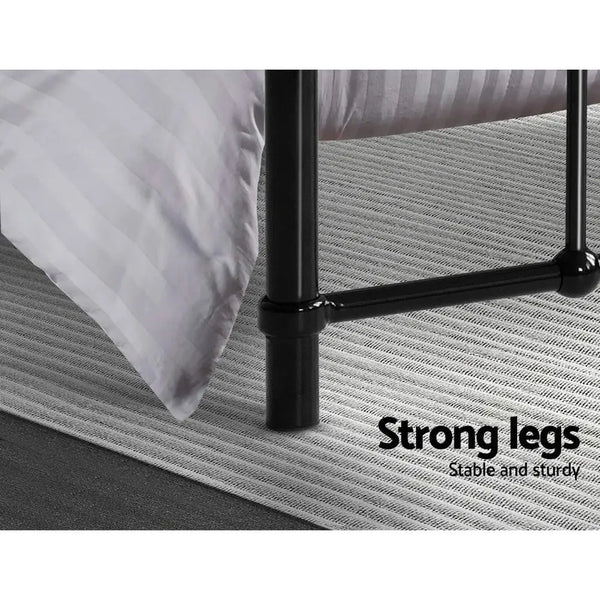 Metal Bed Frame King Single Size Platform Foundation Mattress Base Leo Black Deals499