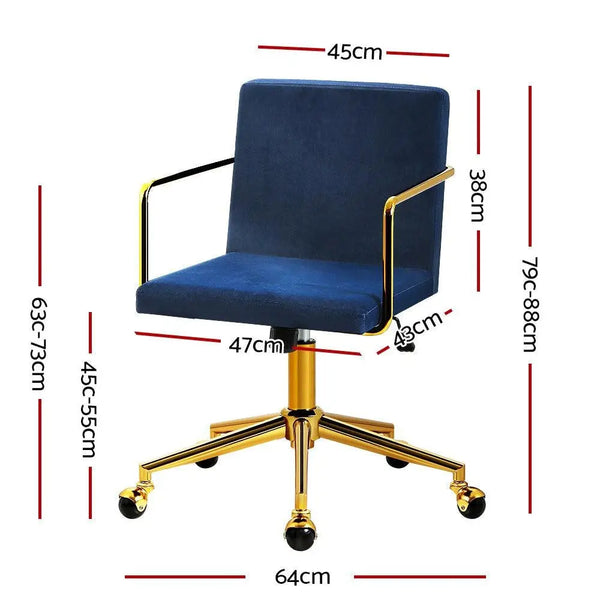 Office Chair Velvet Fabric Computer Chairs Armchair Vintage Work Study Home Blue Deals499