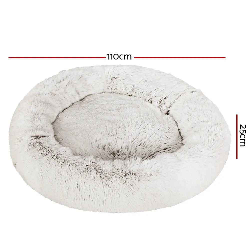 Pet Bed Dog Cat Calming Bed Extra Large 110cm White Sleeping Comfy Washable Deals499