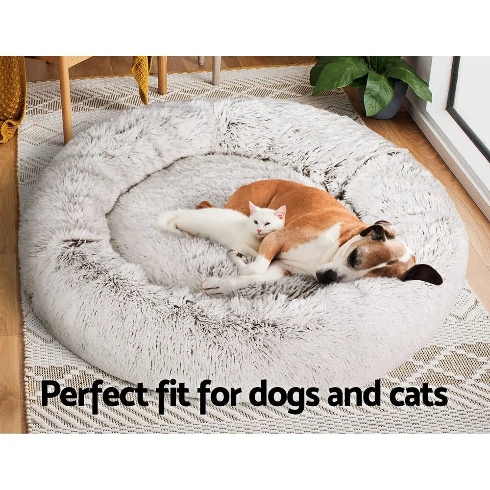 Pet Bed Dog Cat Calming Bed Extra Large 110cm White Sleeping Comfy Washable Deals499