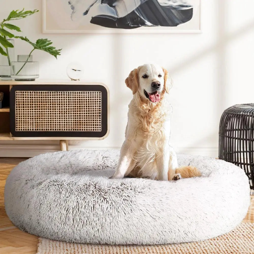 Pet Bed Dog Cat Calming Bed Extra Large 110cm White Sleeping Comfy Washable Deals499
