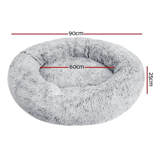 Pet Bed Dog Cat Calming Bed Large 90cm Charcoal Sleeping Comfy Cave Washable Deals499