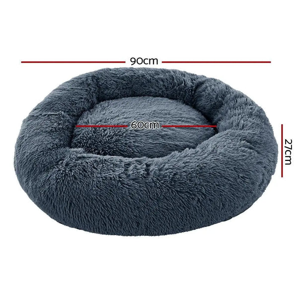 Pet Bed Dog Cat Calming Bed Large 90cm Dark Grey Sleeping Comfy Cave Washable Deals499