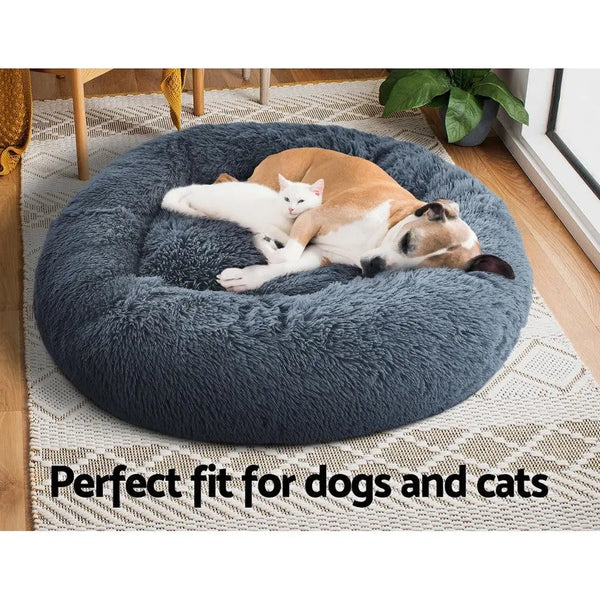 Pet Bed Dog Cat Calming Bed Large 90cm Dark Grey Sleeping Comfy Cave Washable Deals499