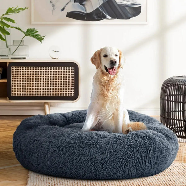 Pet Bed Dog Cat Calming Bed Large 90cm Dark Grey Sleeping Comfy Cave Washable Deals499